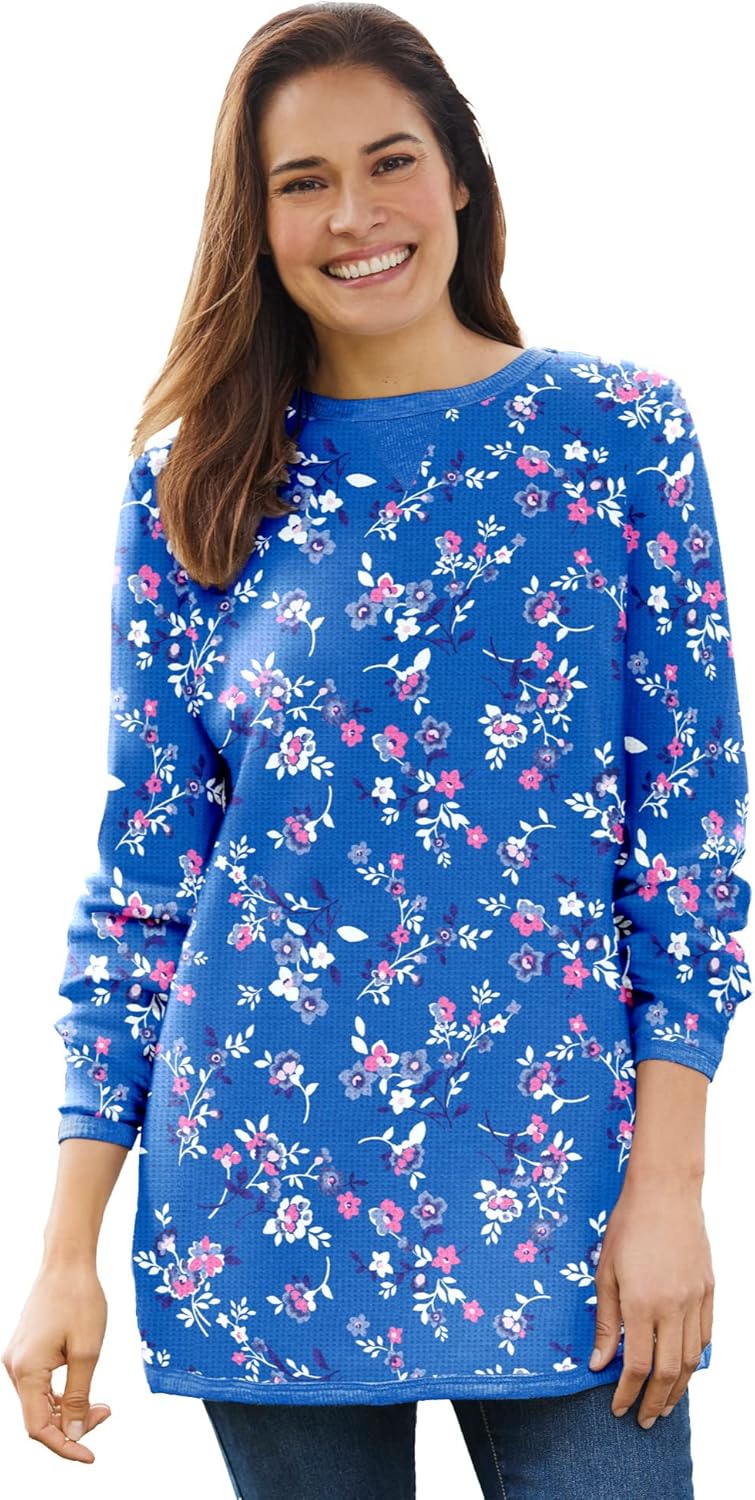 Plus Size Ultra Soft Waffle Thermal Sweatshirt for Comfort