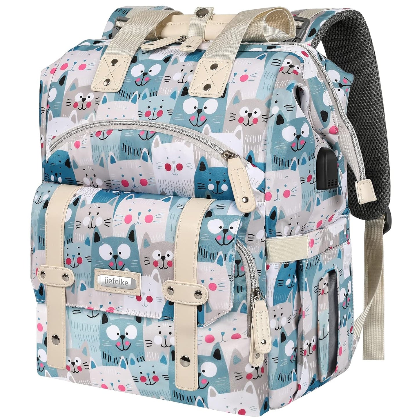 Jiefeike Diaper Bag Backpack with Insulated Pockets and USB Port