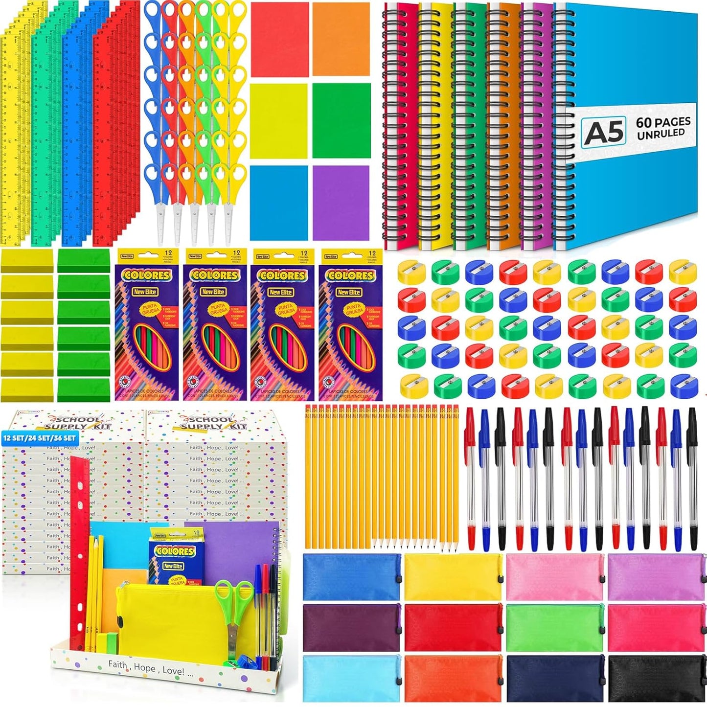 Back to School Supplies Bundle Kit for Charity Shoebox Packing