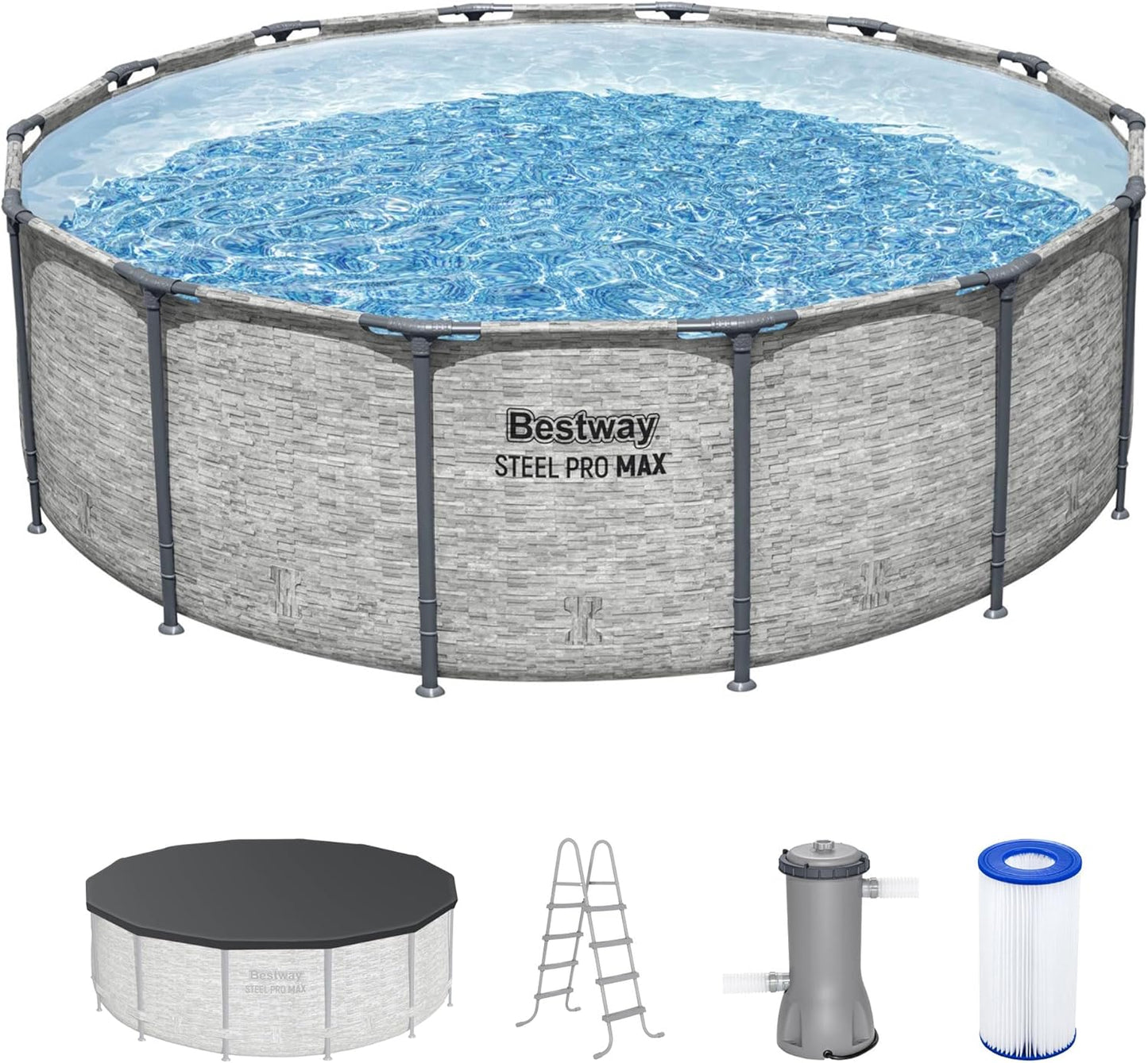 Bestway Steel Pro MAX 14 Foot Round Above Ground Pool Set