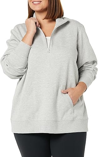 Lightweight French Terry Fleece Quarter-Zip Top for Women