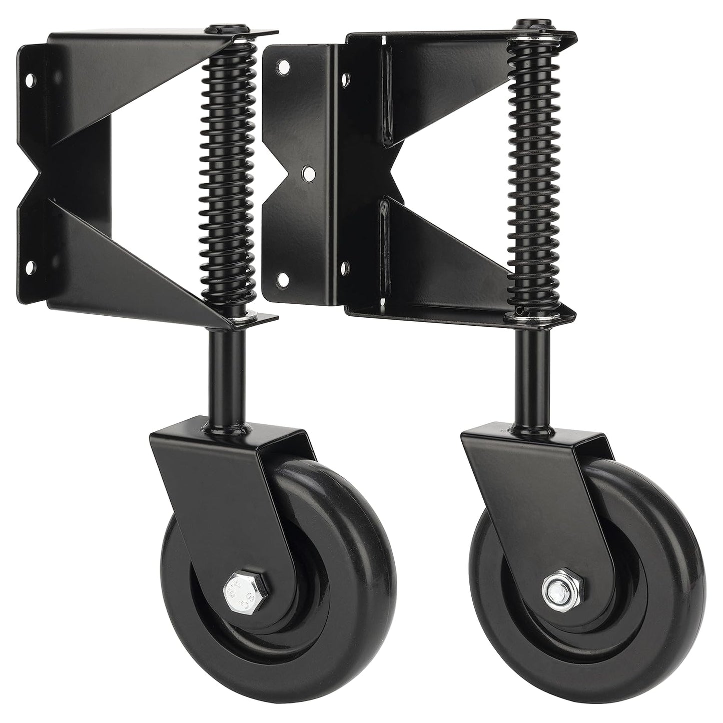 Spring-Loaded Gate Caster Kit for Wooden PVC Fences - Heavy Duty