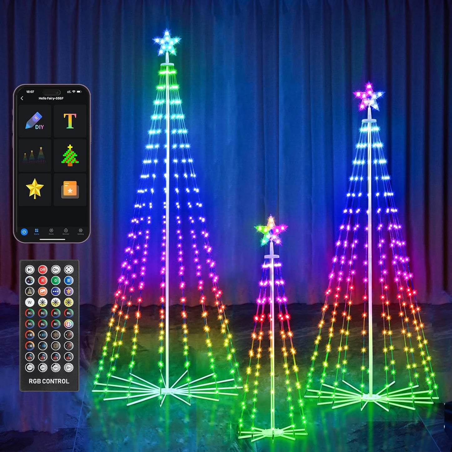 Outdoor RGB Color Changing Christmas Tree Set for Festive Decor