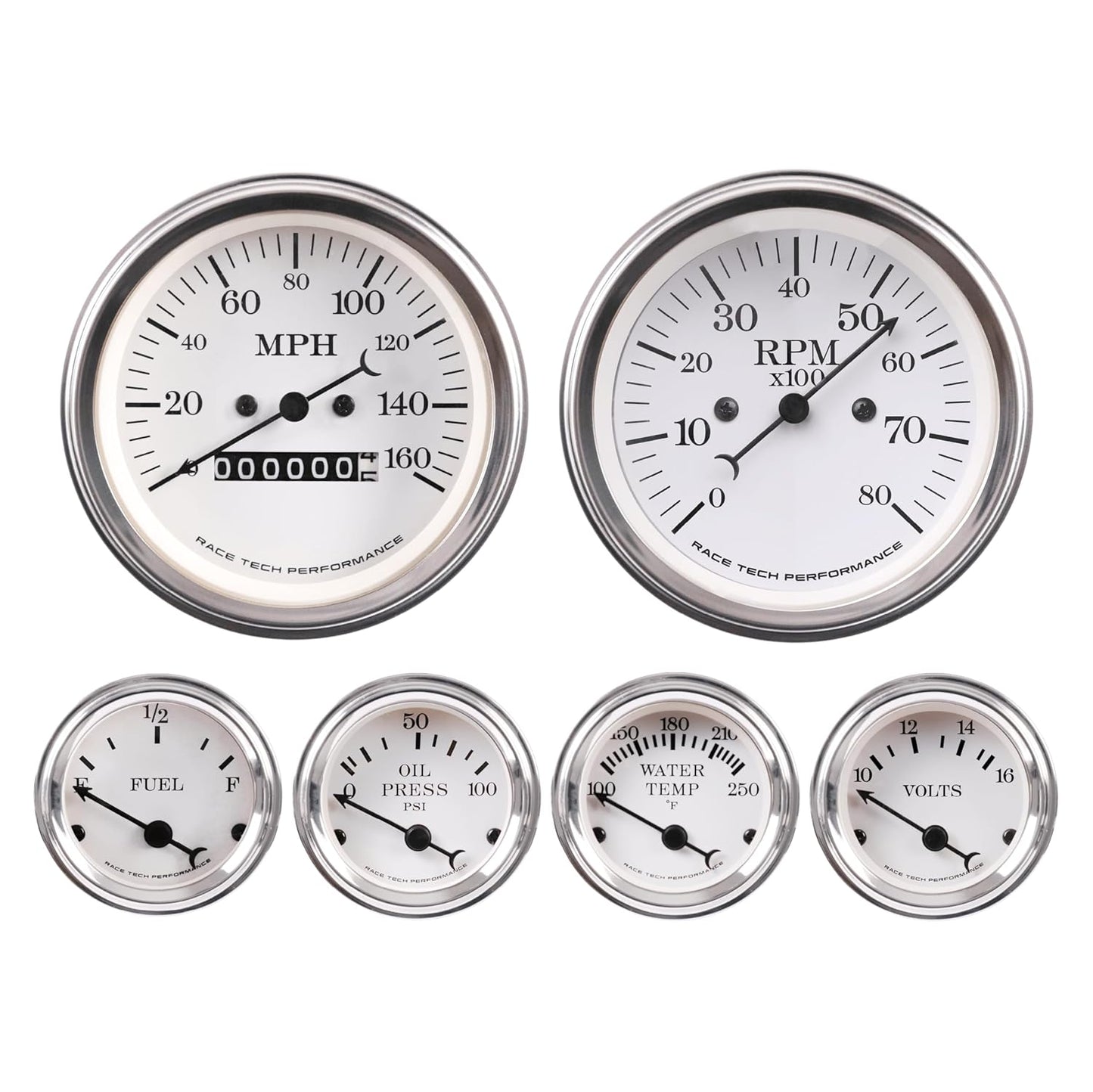 RACETECH Vintage 6-Gauge Set for Classic Cars