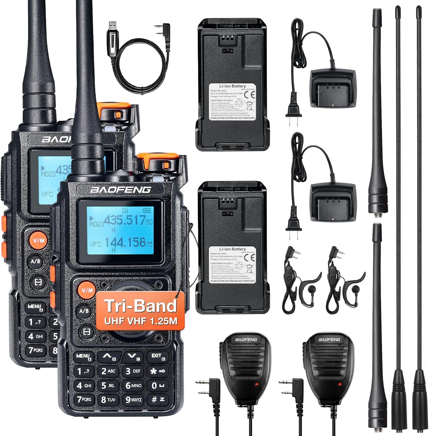 BAOFENG K6 Tri-Band Handheld Ham Radio Full Kit for Clear Comm