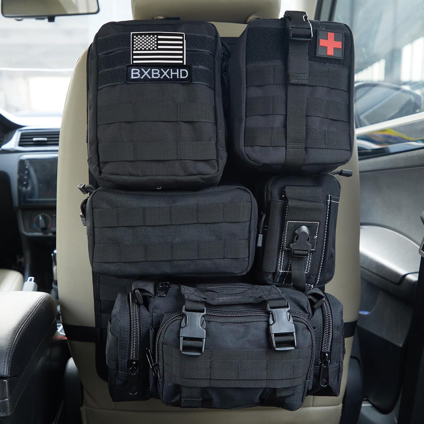 Universal Tactical Car Seat Back Organizer Bag with Pouches