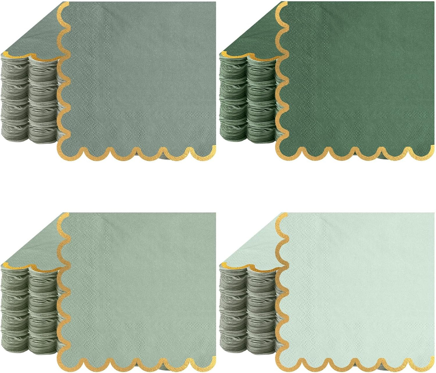 Saypacck Green Scalloped Cocktail Napkins - Elegant Party Essential!