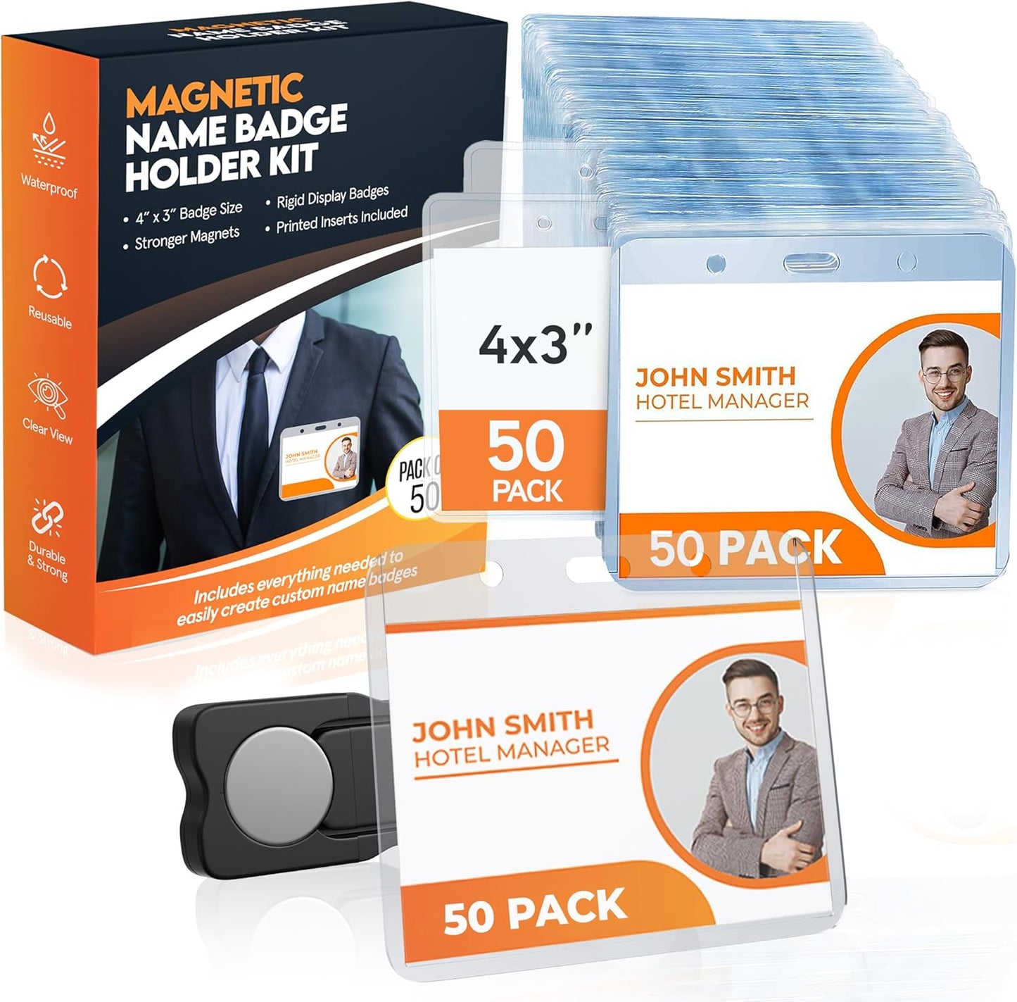Customizable Magnetic Name Badge Holders for Events and Offices