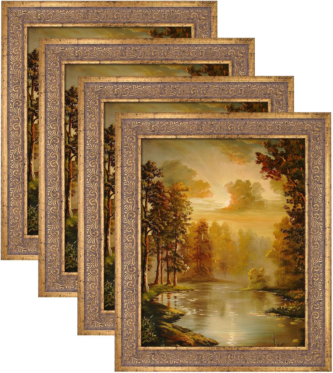 8x10 Vintage Picture Frames for Wall Decor, 4 Pack Gold Frames