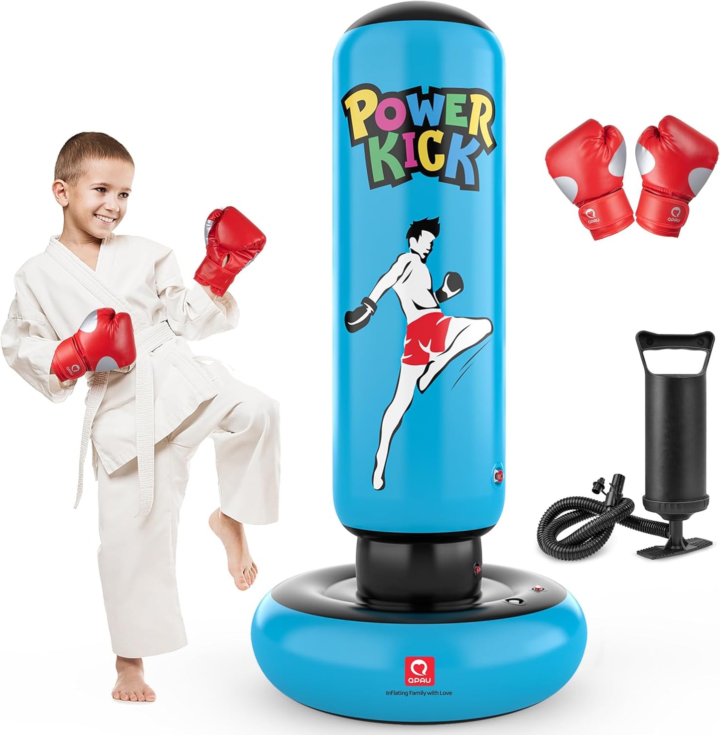 QPAU Kids Punching Bag Toy with Gloves for Ages 6-12 Fun
