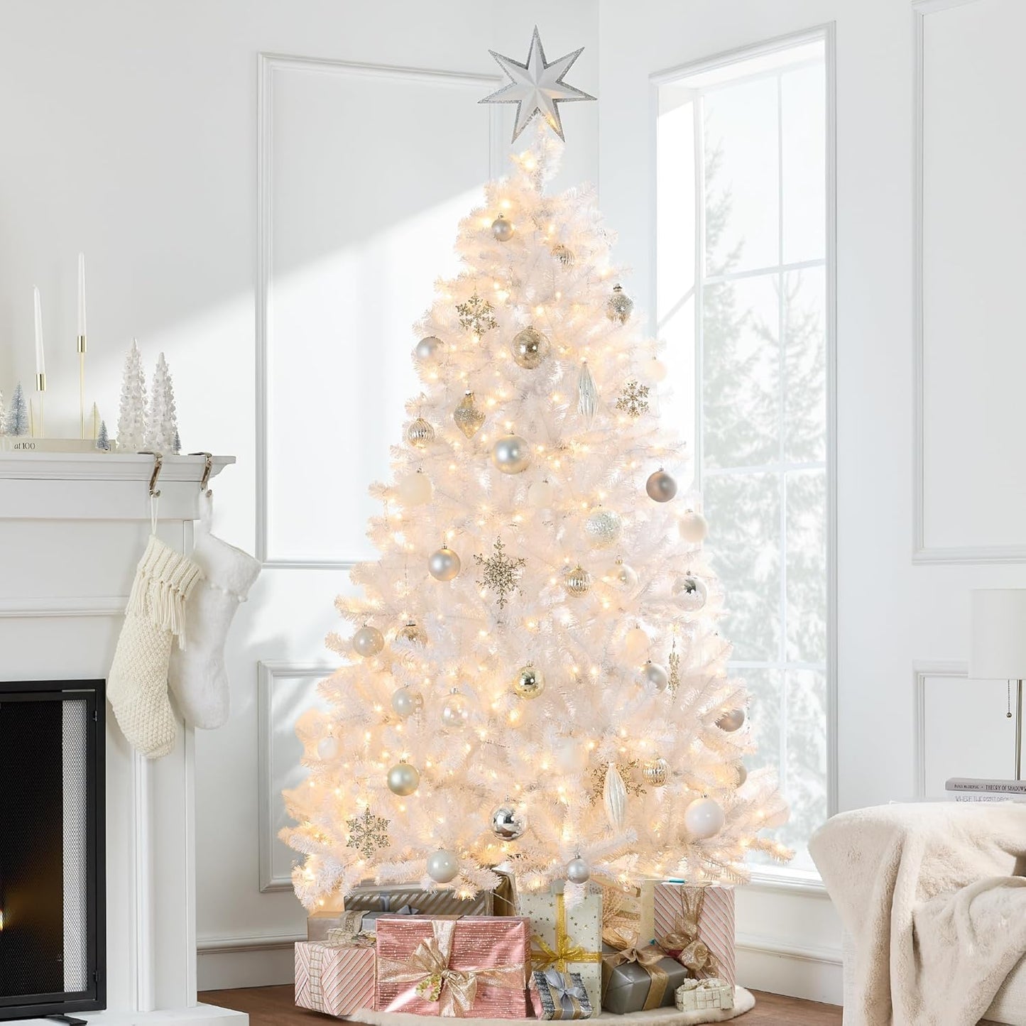 7.5ft Prelit Tinsel Christmas Tree for Festive Holiday Decor