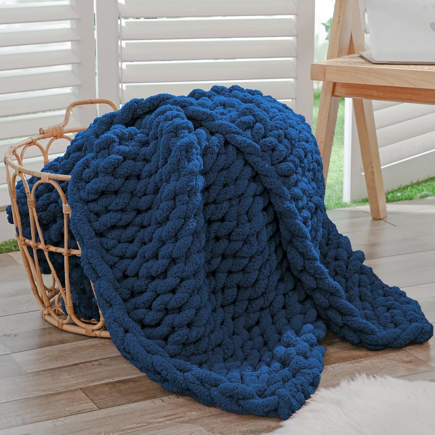 Bigacogo Chunky Knit Throw Blanket for Cozy Living Room Decor