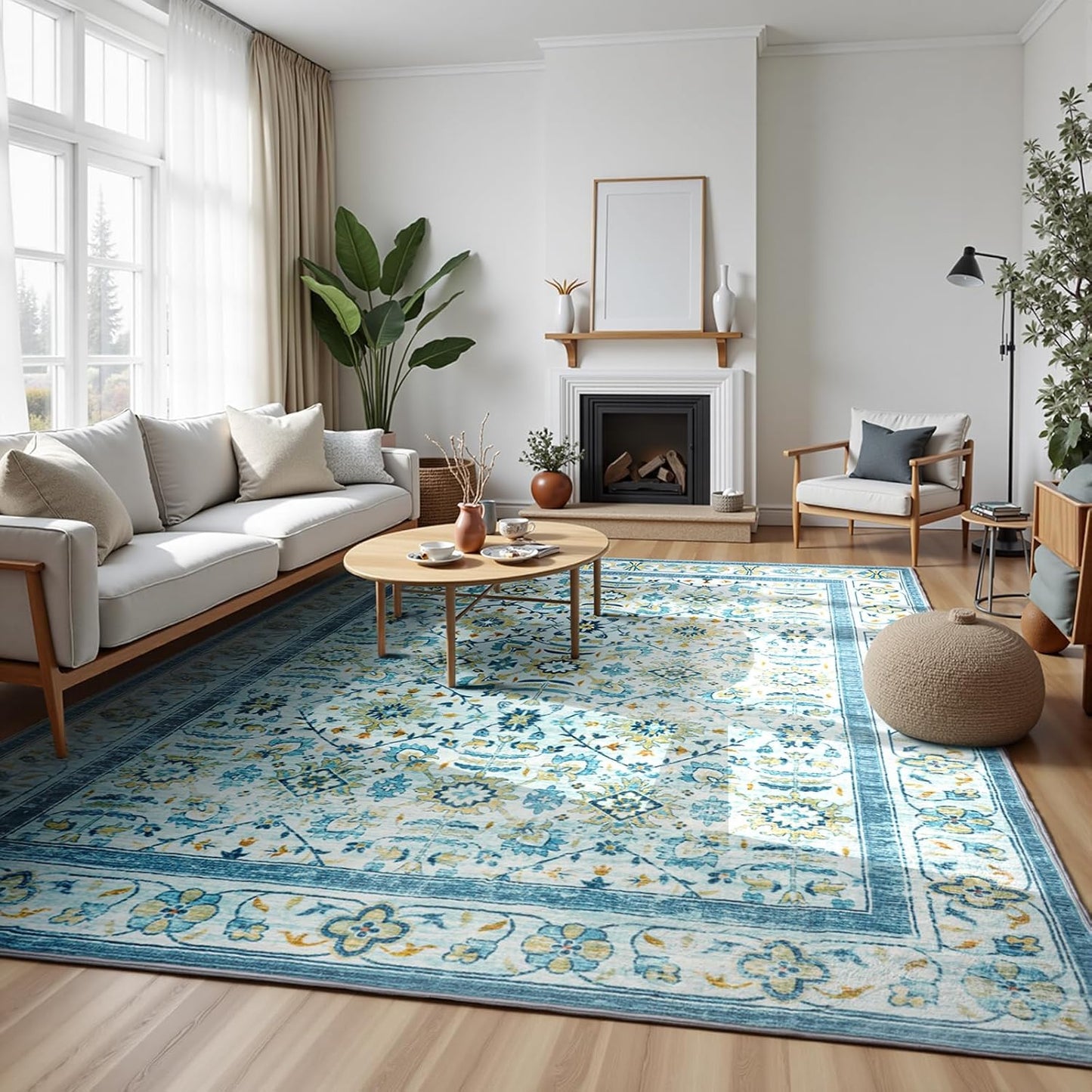 Zentavio 9x12 Washable Area Rugs for Vintage Living Rooms