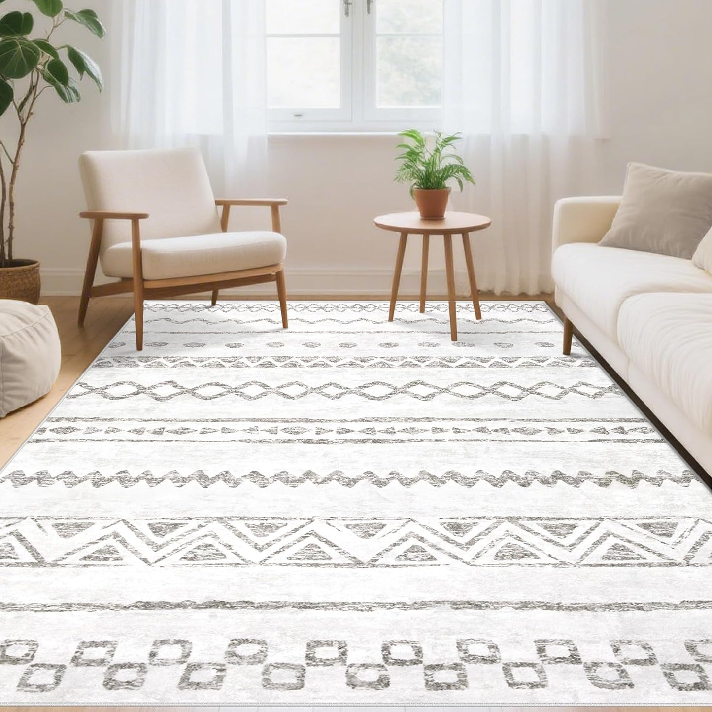 6x9 Area Rugs for Living Room: Modern Geometric Soft Carpet