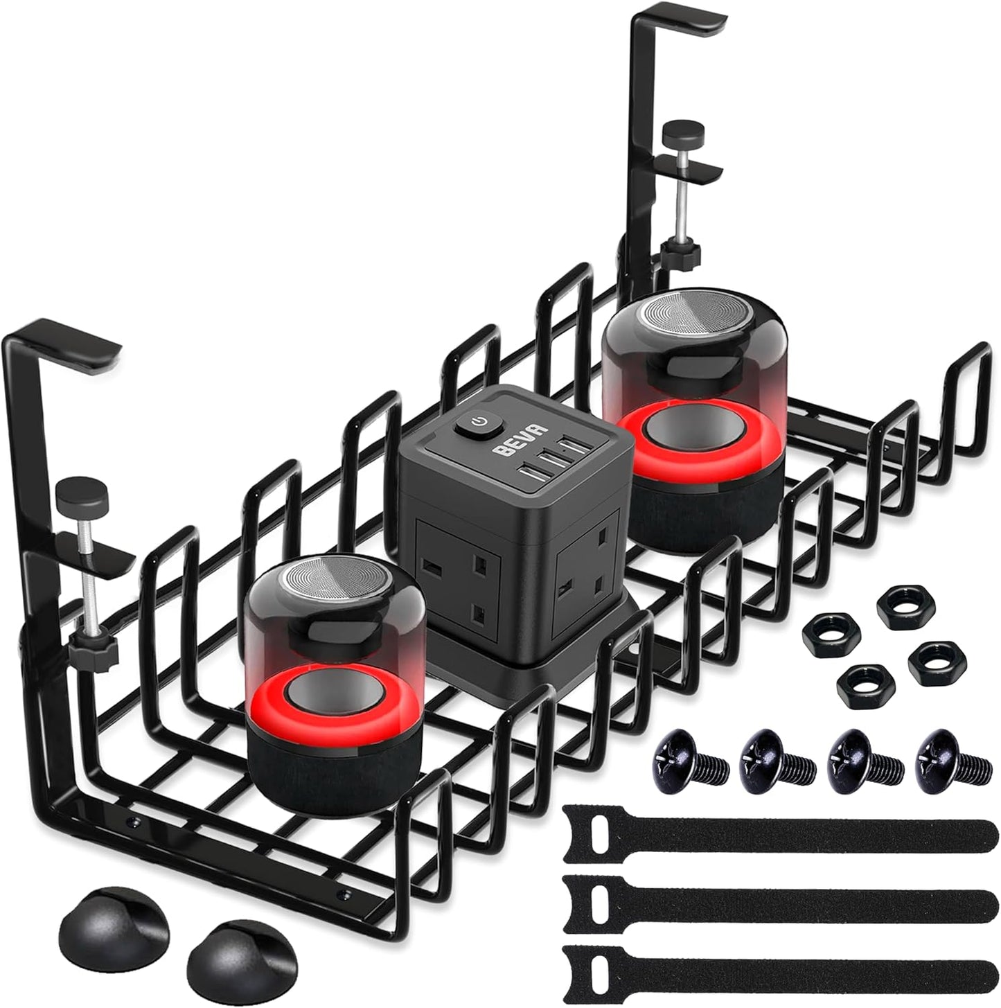 No-Drill Cable Tray | No Clutter | Premium Clips | Ideal for Home & Office