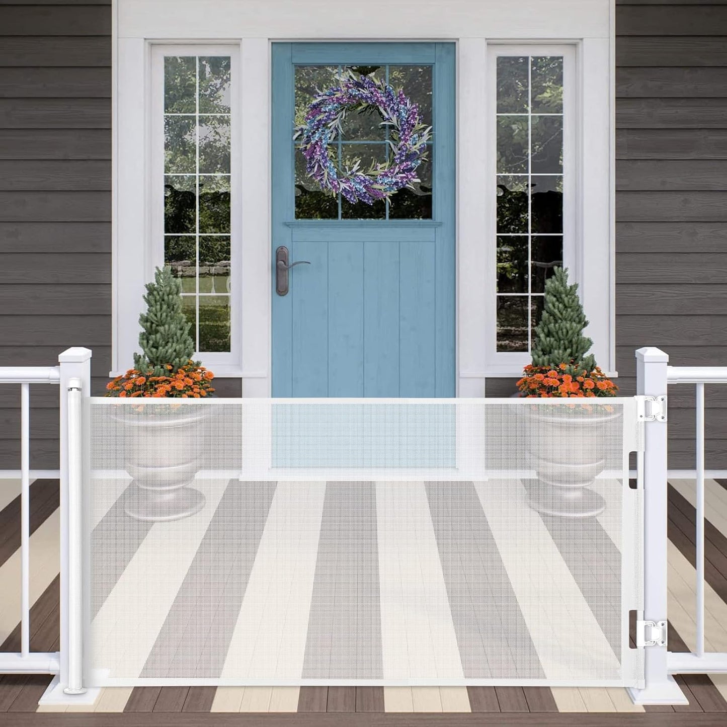 MYPIN Retractable Mesh Baby Gate: Secure 71 Wide Safety Barrier