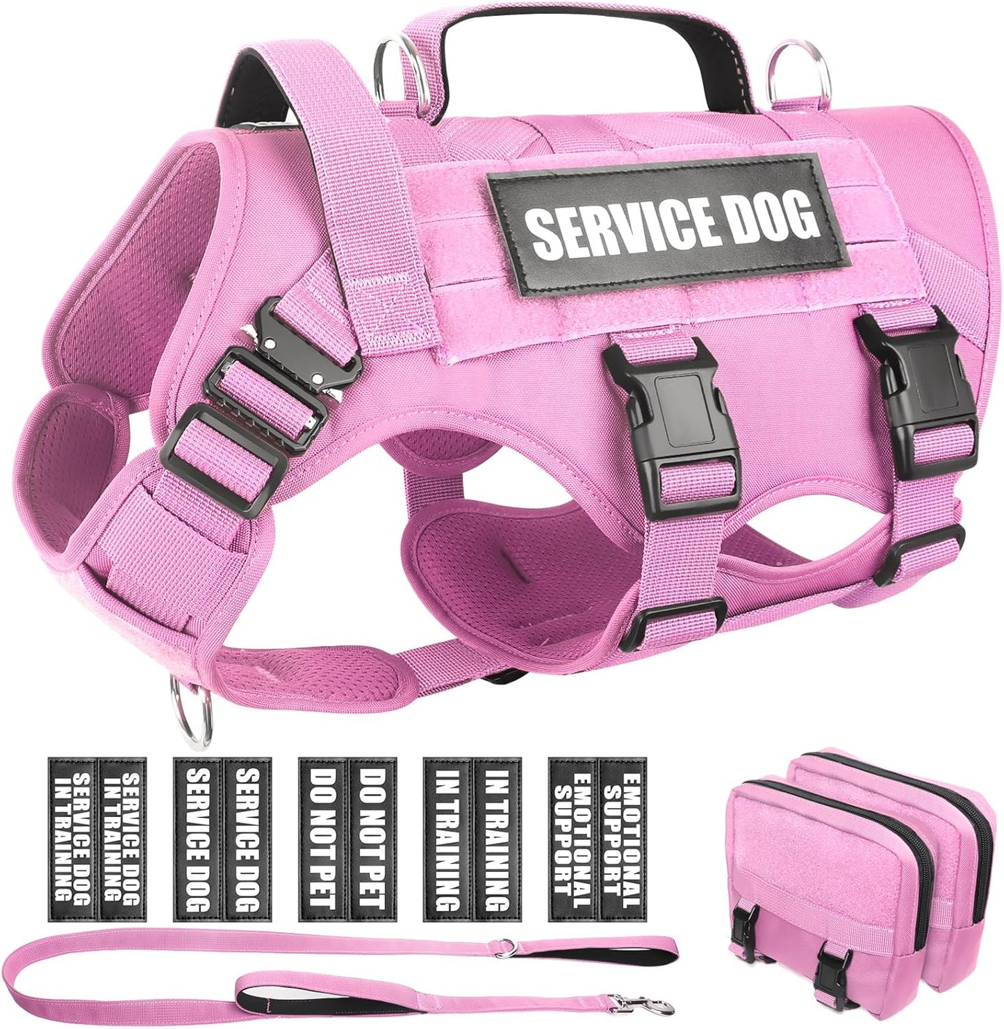 WINSEE Tactical Dog Harness with Leash and MOLLE System for Dogs