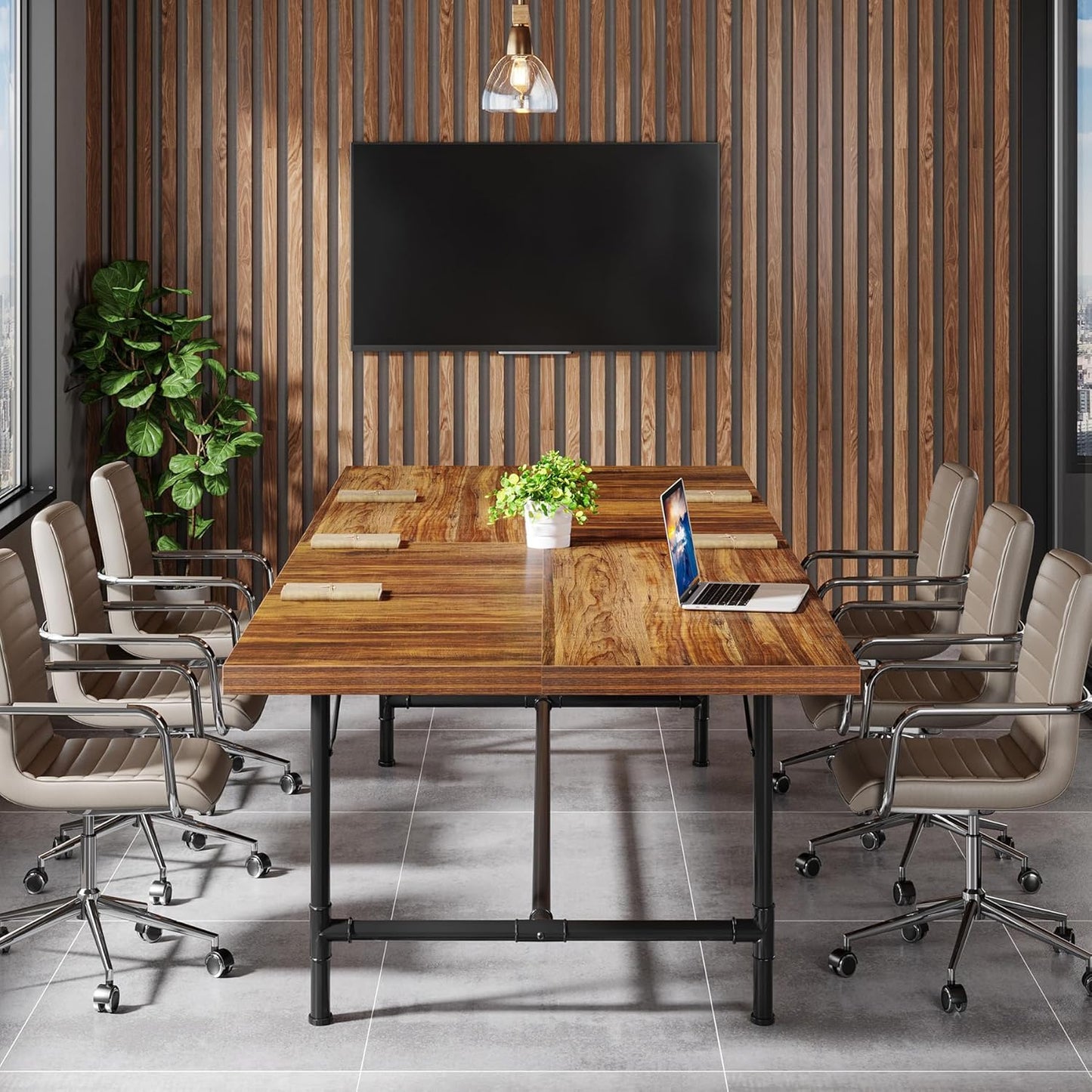 Tribesigns 6FT Conference Table: Rustic Rectangle Meeting Desk