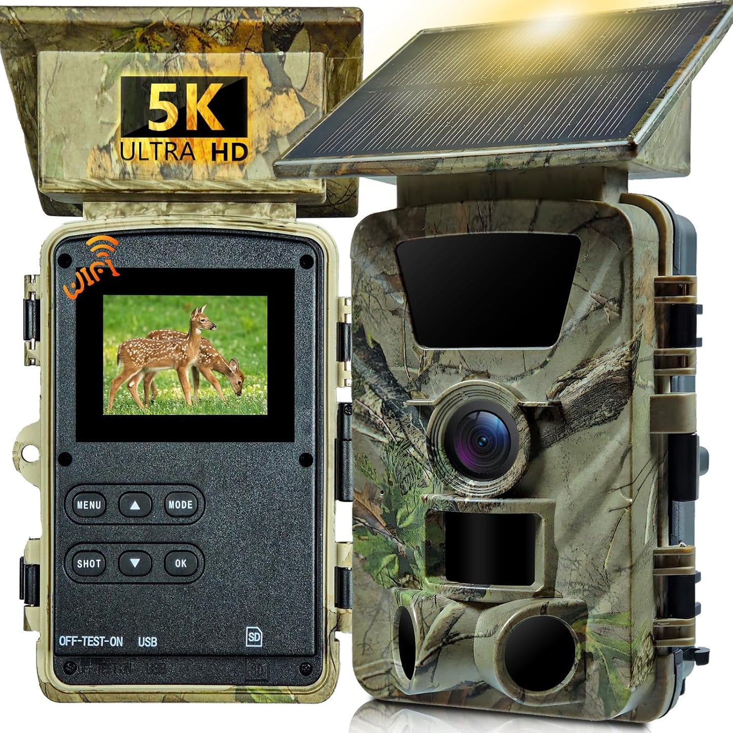 Solar Trail Camera with 5K Video and 5200mAh Power Supply