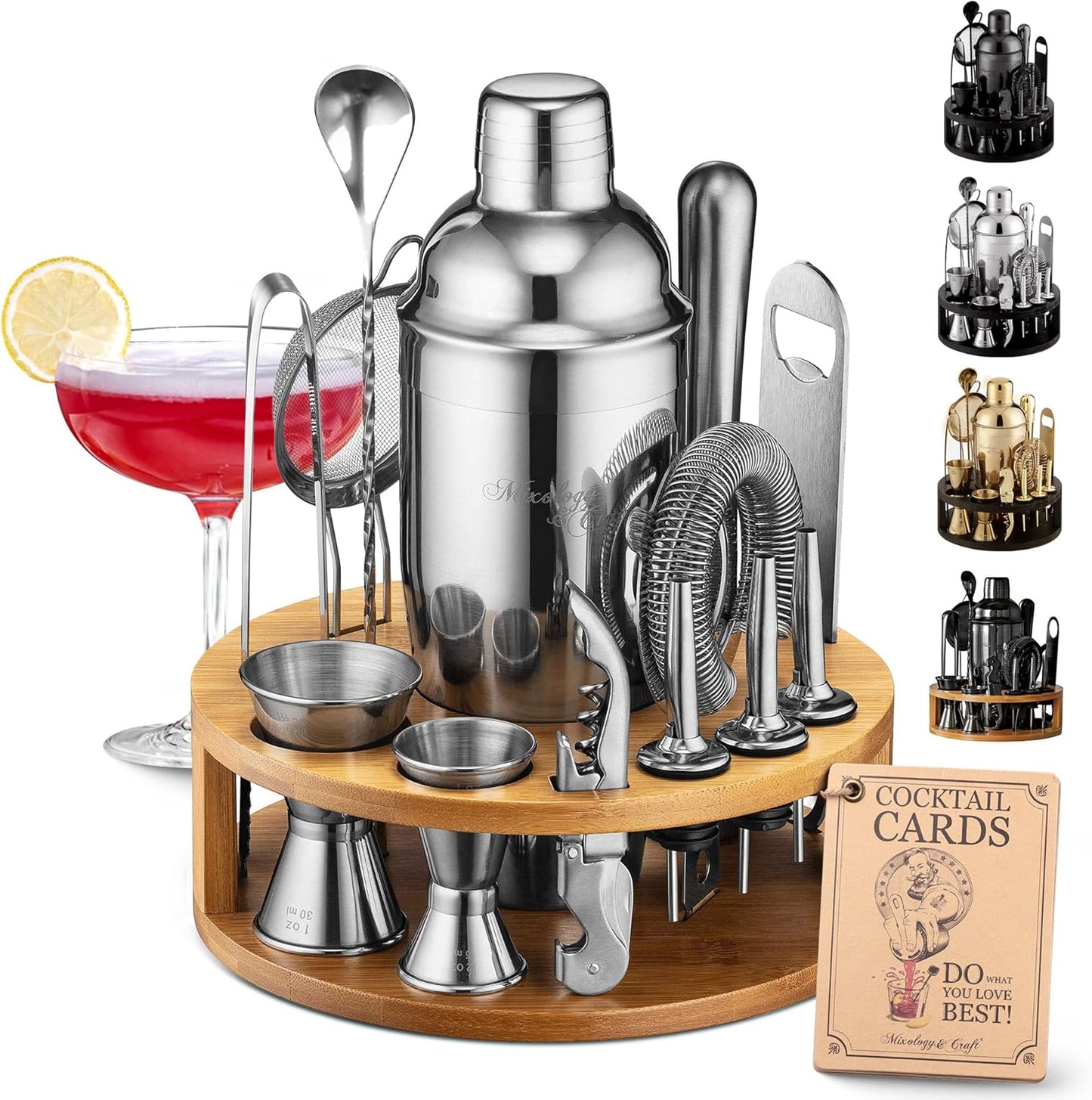 Mixology & Craft 15-Piece Cocktail Shaker Set for Home Bar