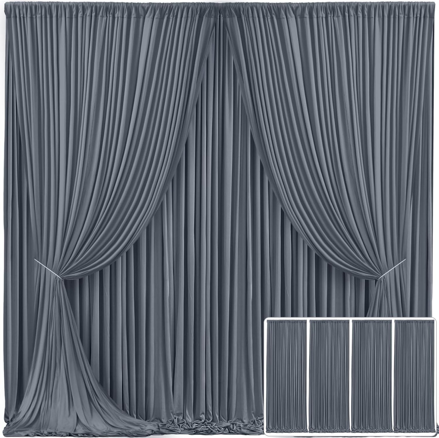 4 Panels Charcoal Grey Backdrop Curtains for Stunning Events