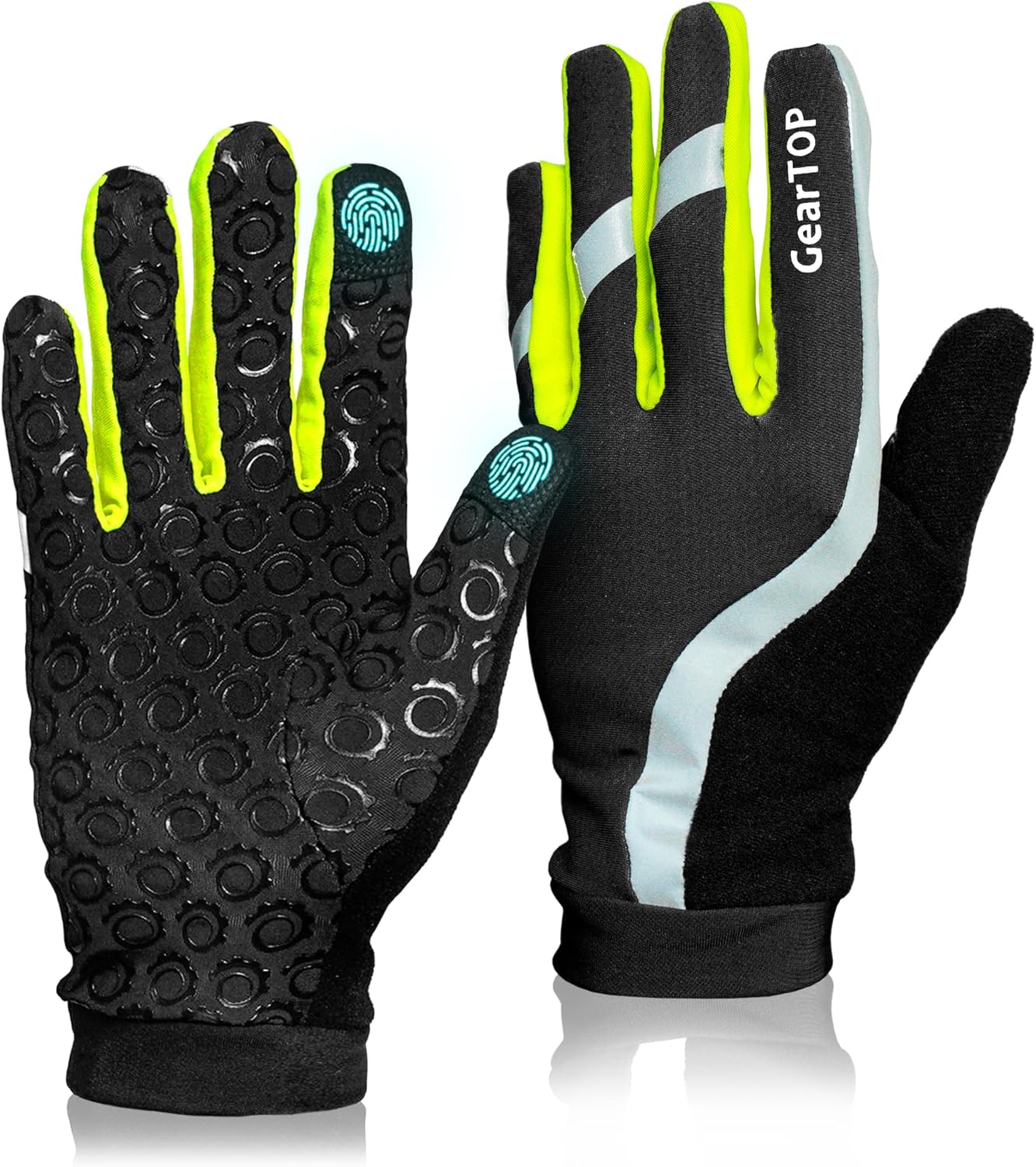 Fluorescent Reflective Running Gloves - Stay Warm & Visible!