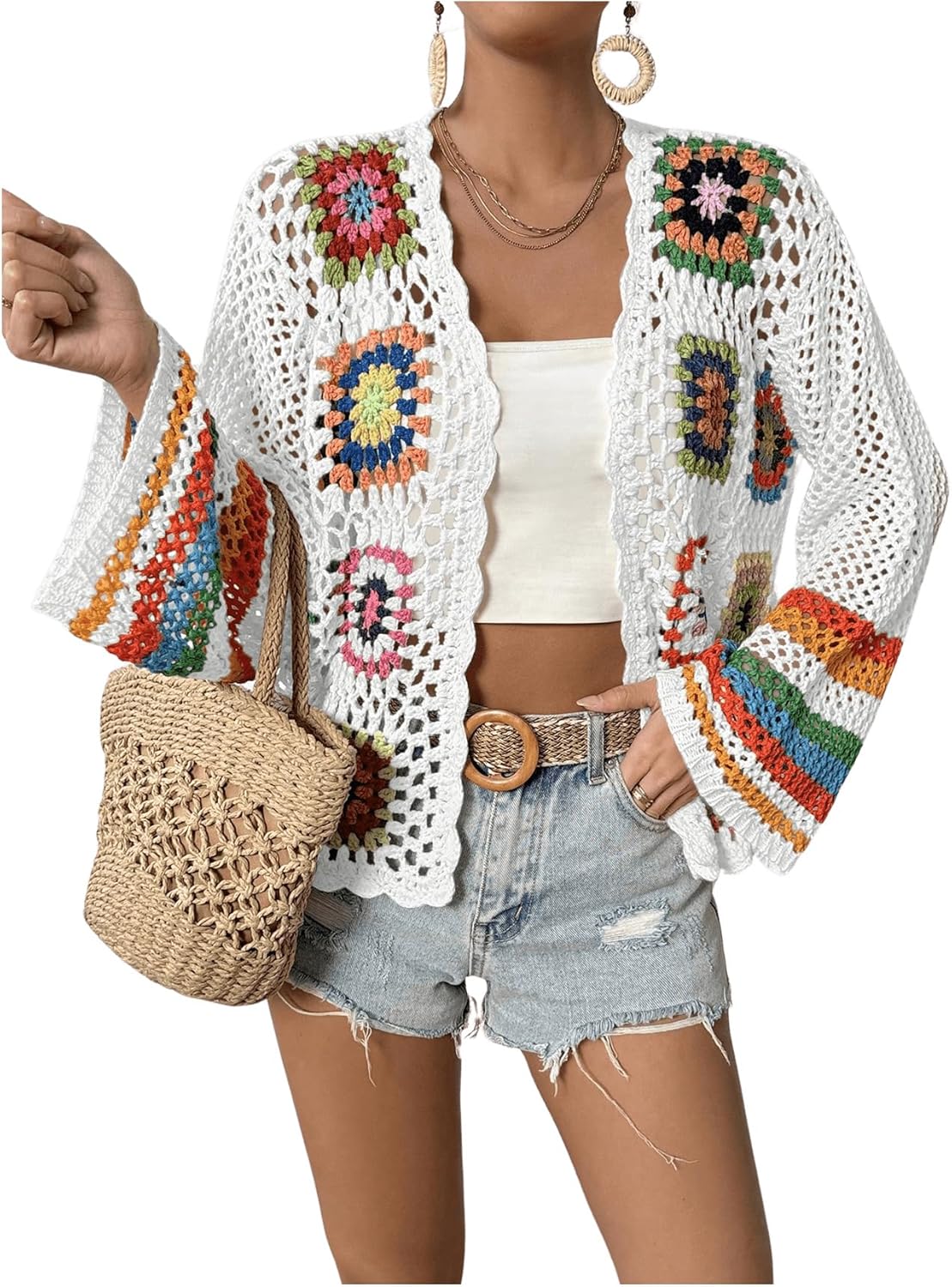 SHENHE Women's Floral Crochet Cardigan for Trendy Style
