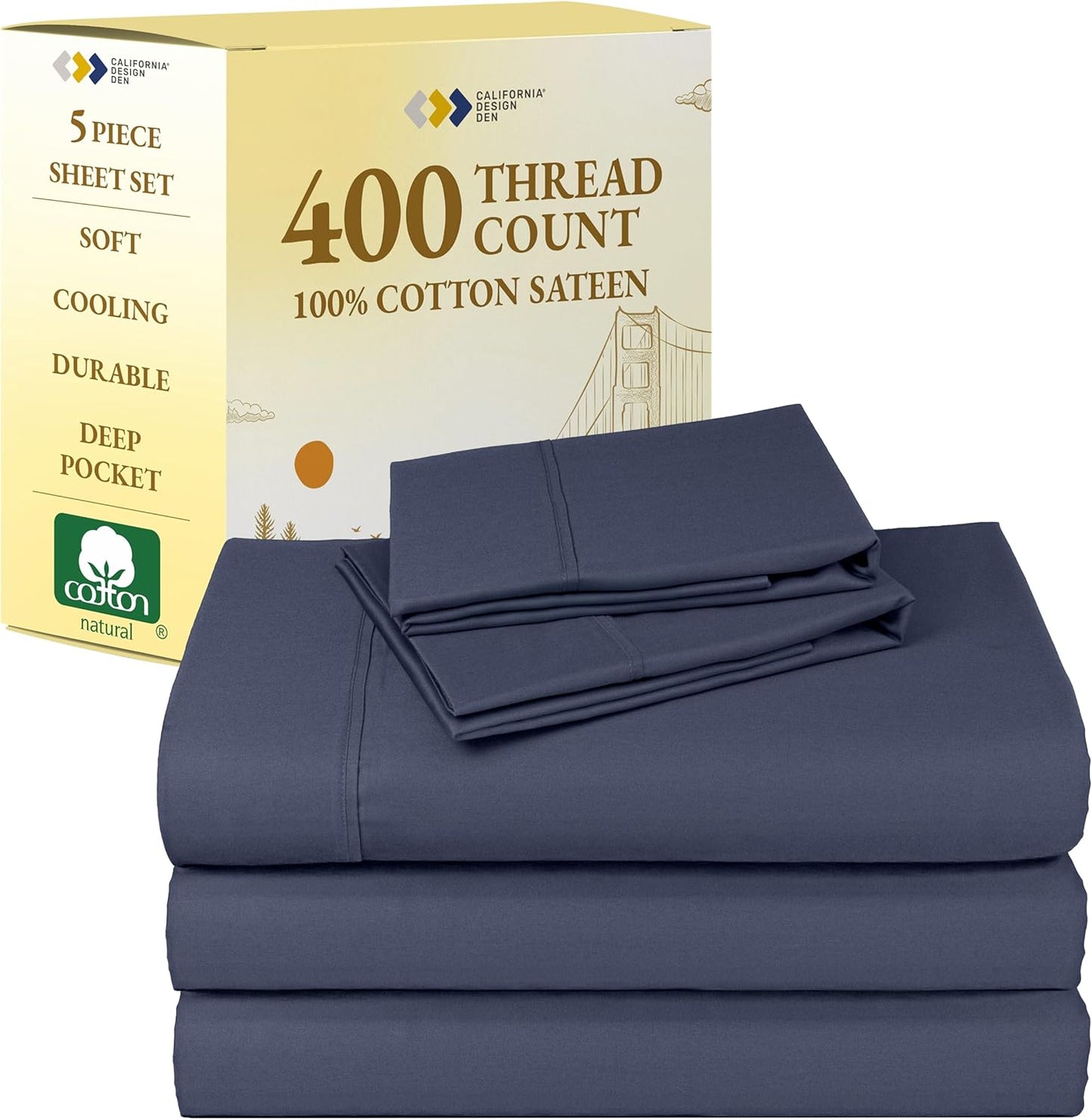 California Design Den Split King Sheets Set - Soft 400 Thread Count