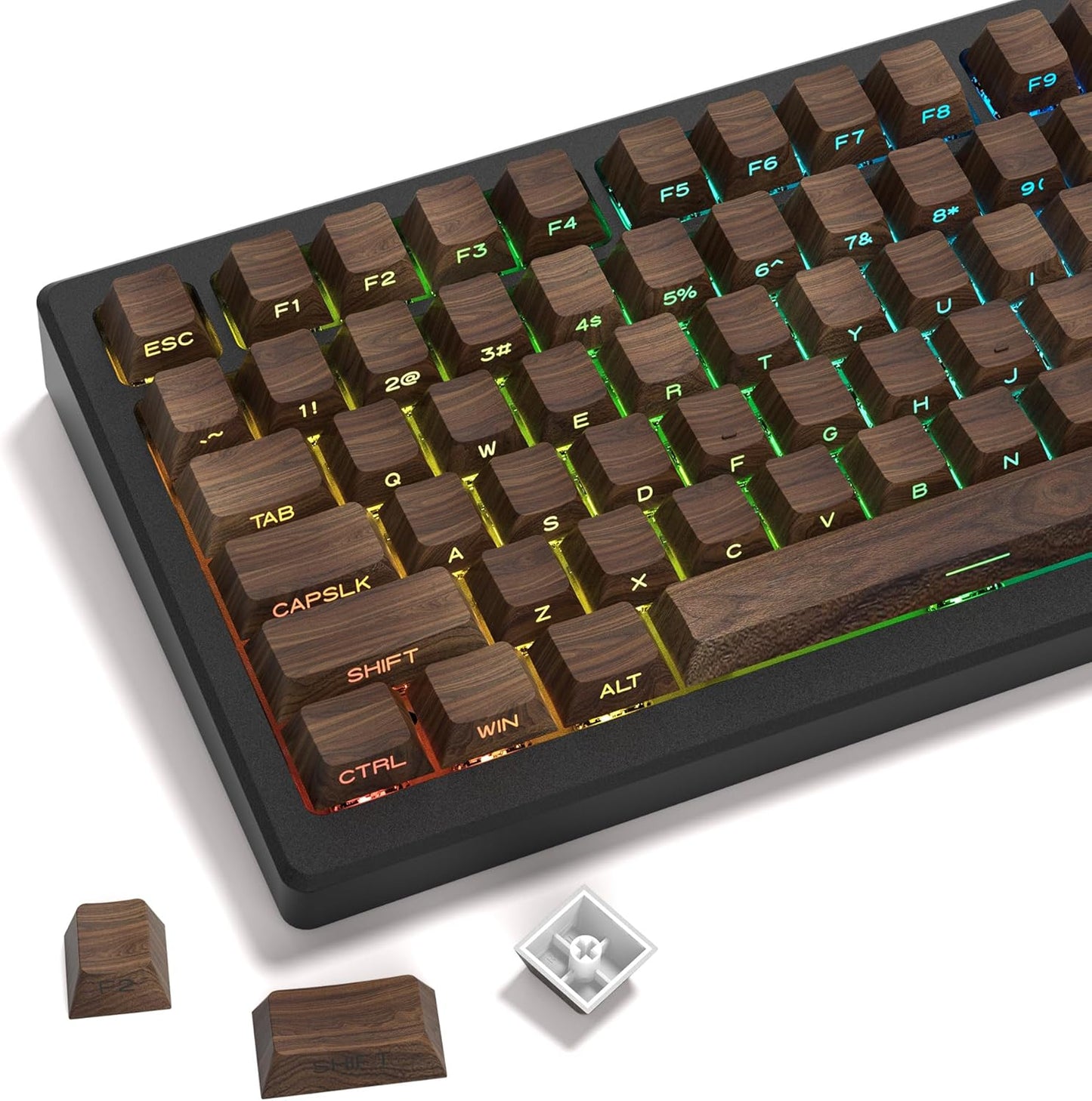 Custom Cherry Profile Keycaps Set - Retro Shine Through Design