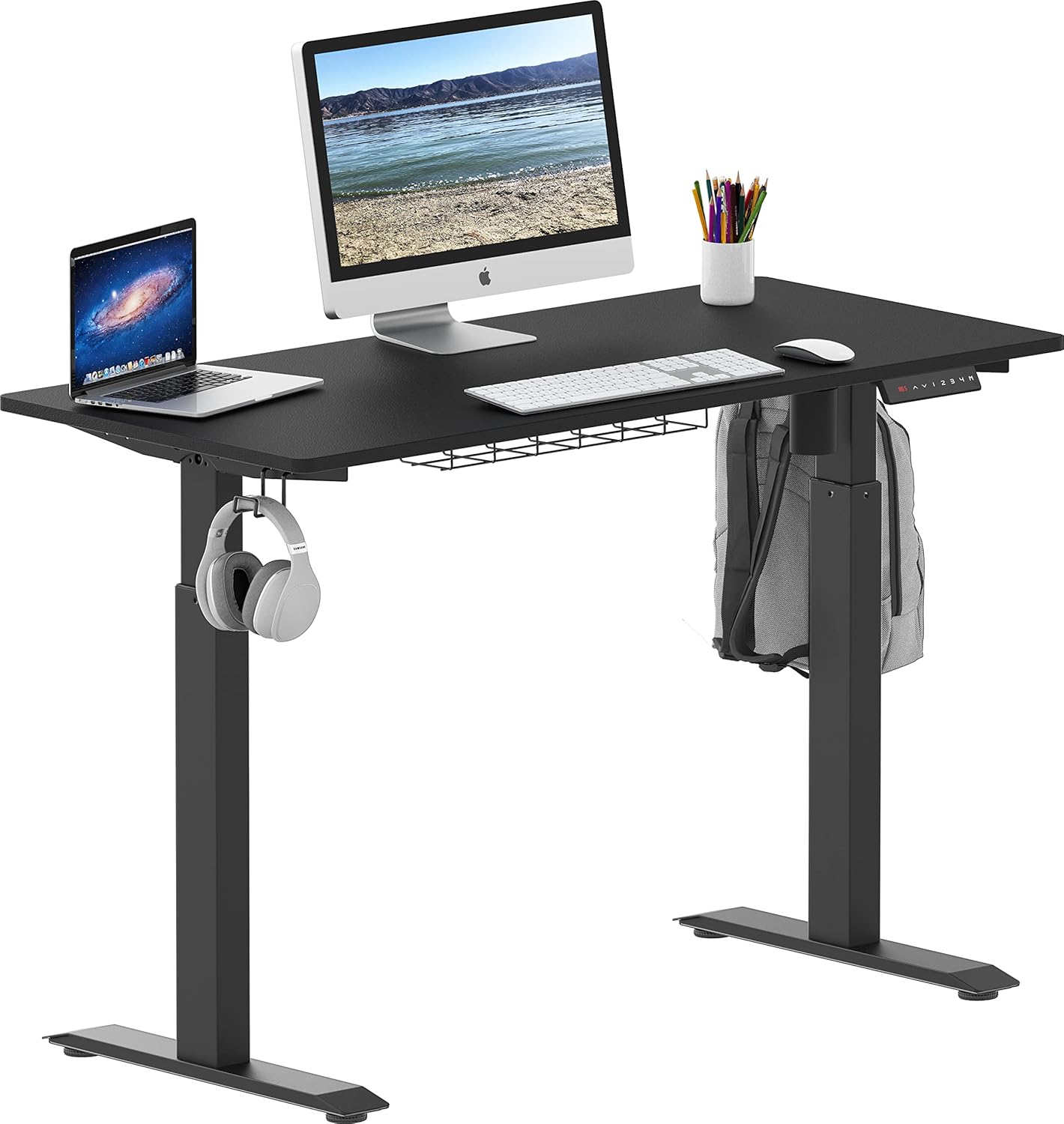 SHW 48 Electric Standing Desk: Memory Preset, Cable Tray