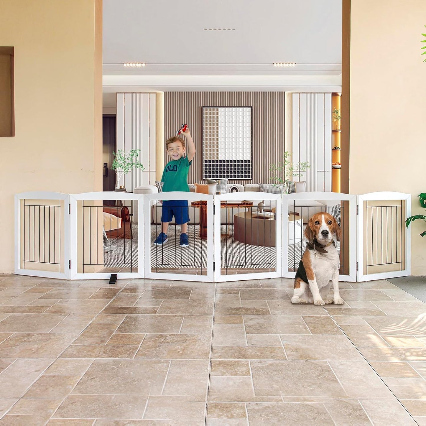 Dog Fence Indoor - 6-Panel Freestanding Dog Gate for Home