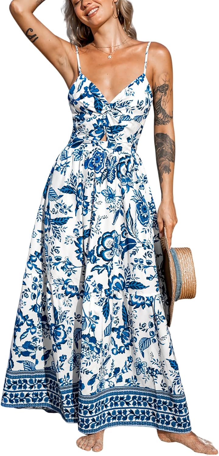 CUPSHE Women's Floral Print Maxi Dress for Summer Elegance