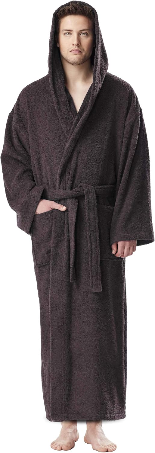 Arus Men's Hooded Classic Bathrobe - Turkish Cotton Comfort