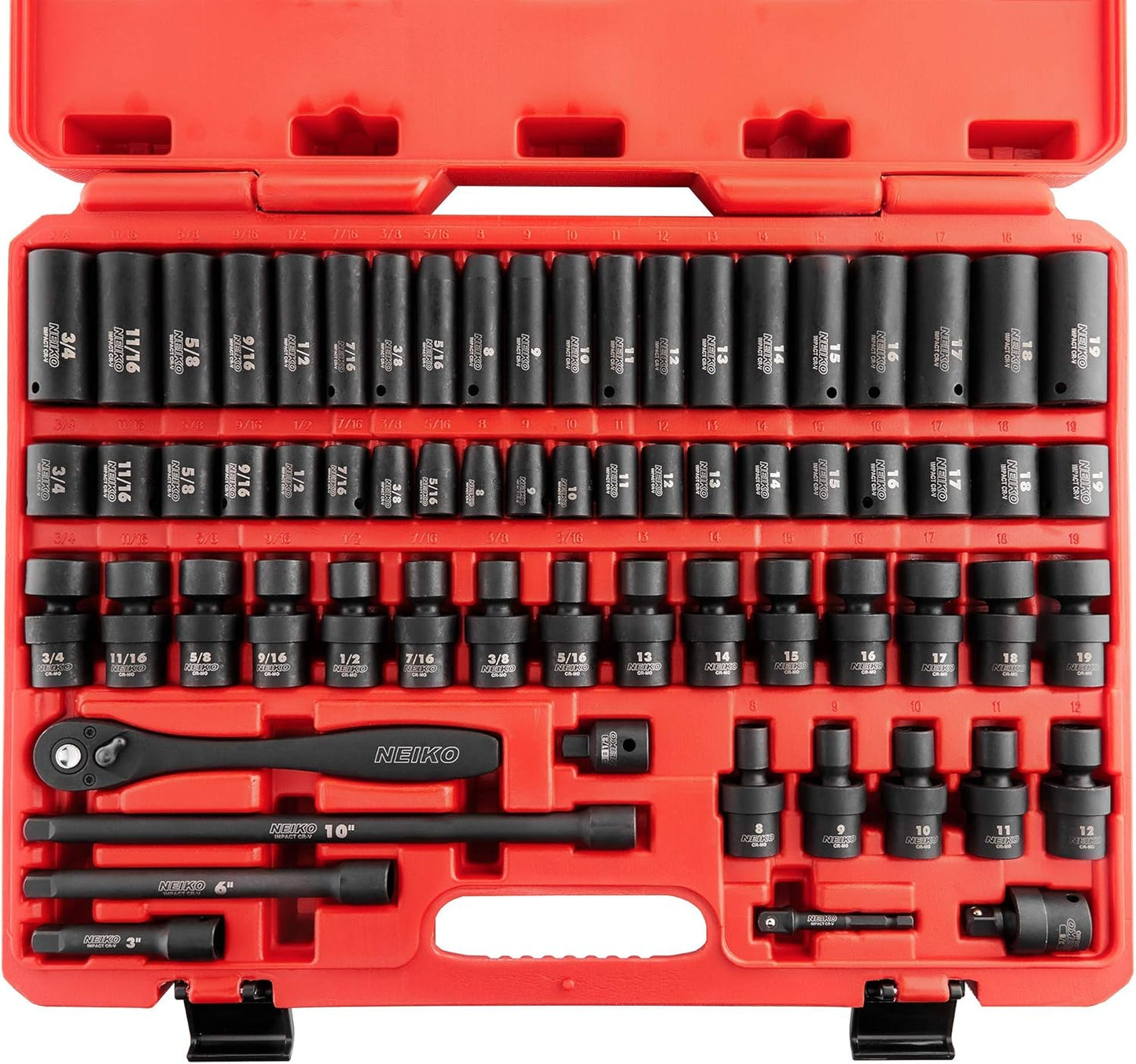 NEIKO 02471A Impact Socket Set - 67 Piece Master Tool Kit