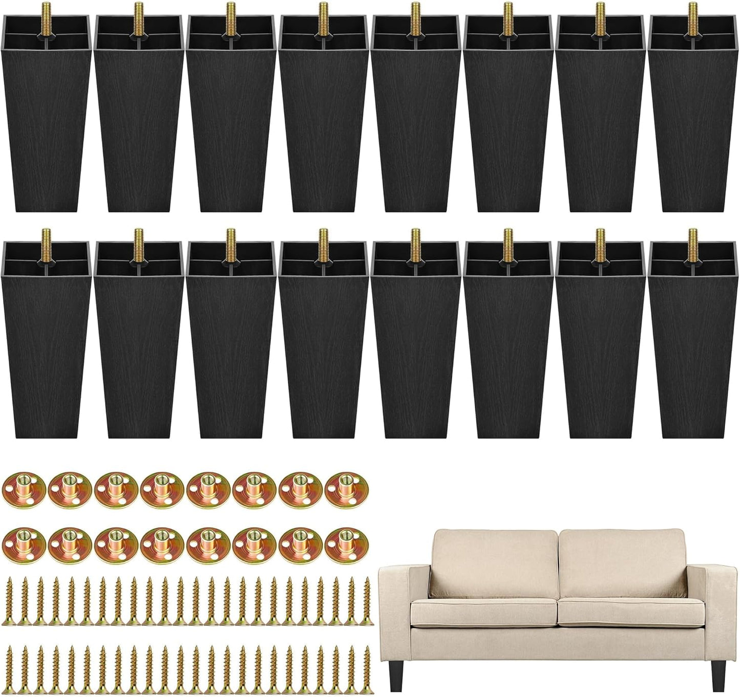 TURSTIN Square Tapered Feet Sofa Legs for Modern Furniture