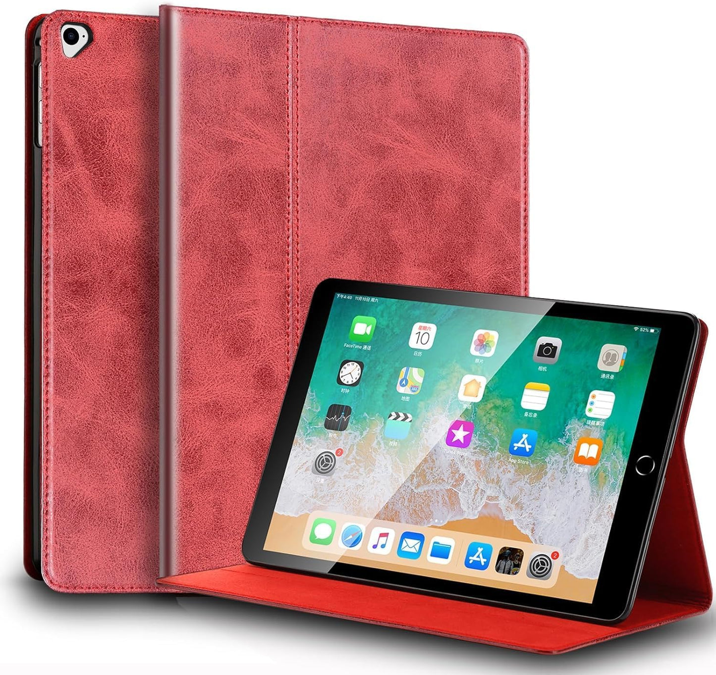 Genuine Leather Case for iPad Pro 12.9 Inch 1st/2nd Gen Red