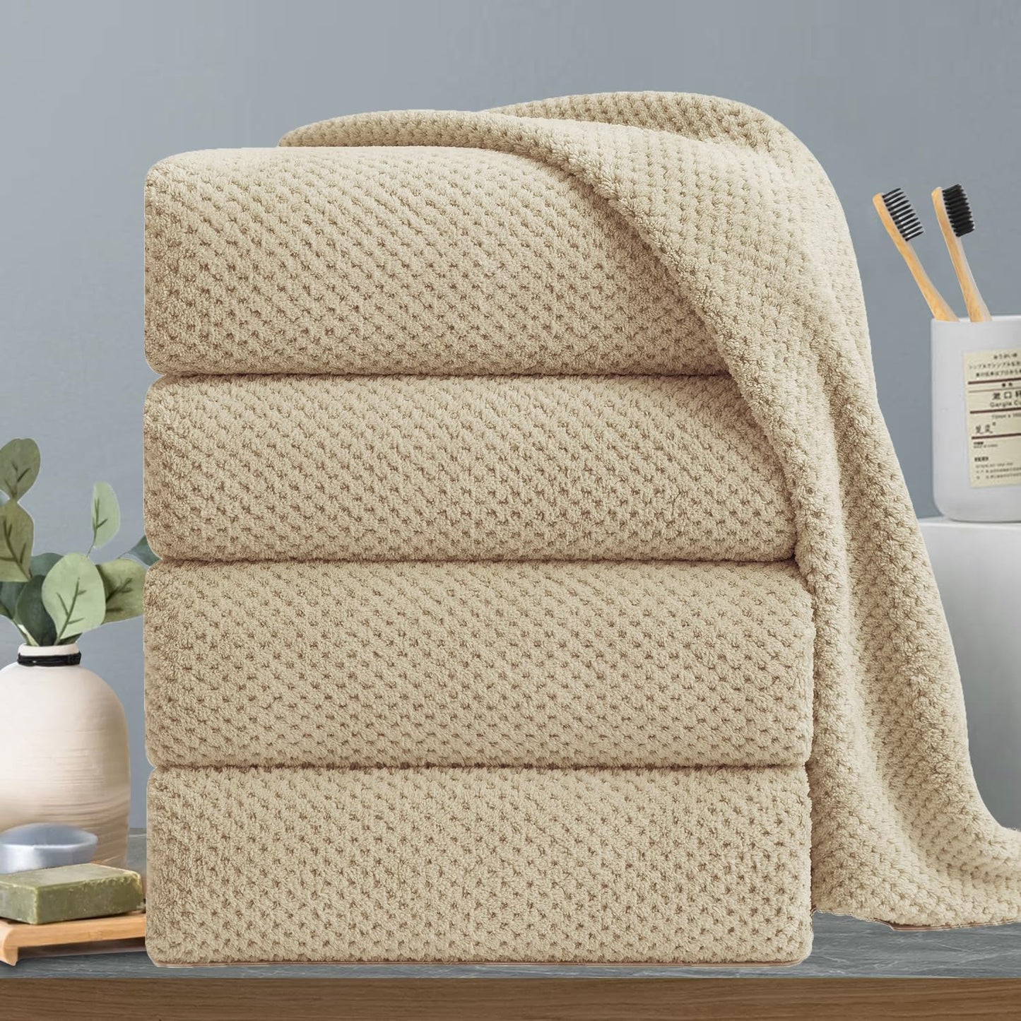 Extra Large Bath Towels Set 4-Pack - Ultra Soft Microfiber