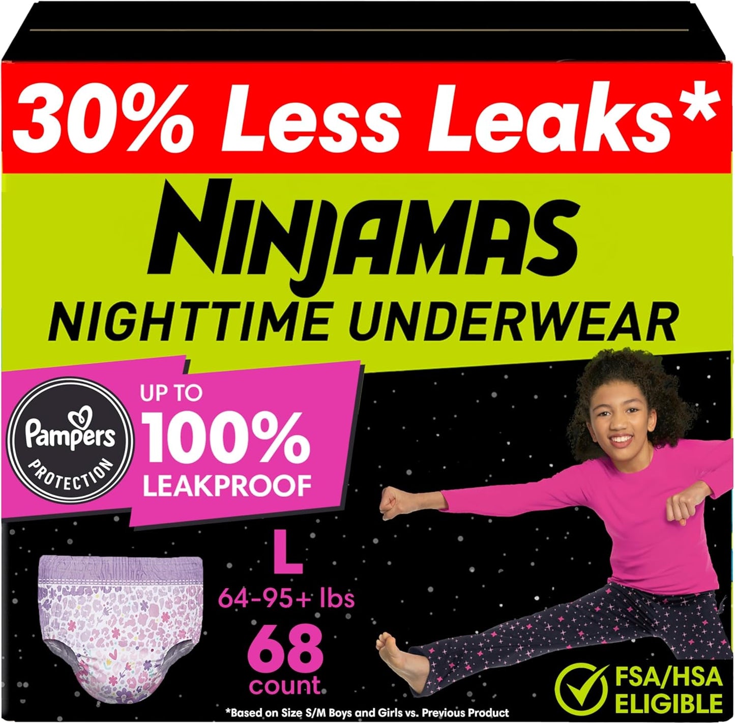 Ninjamas Girls Bedwetting Nighttime Underwear for Comfort