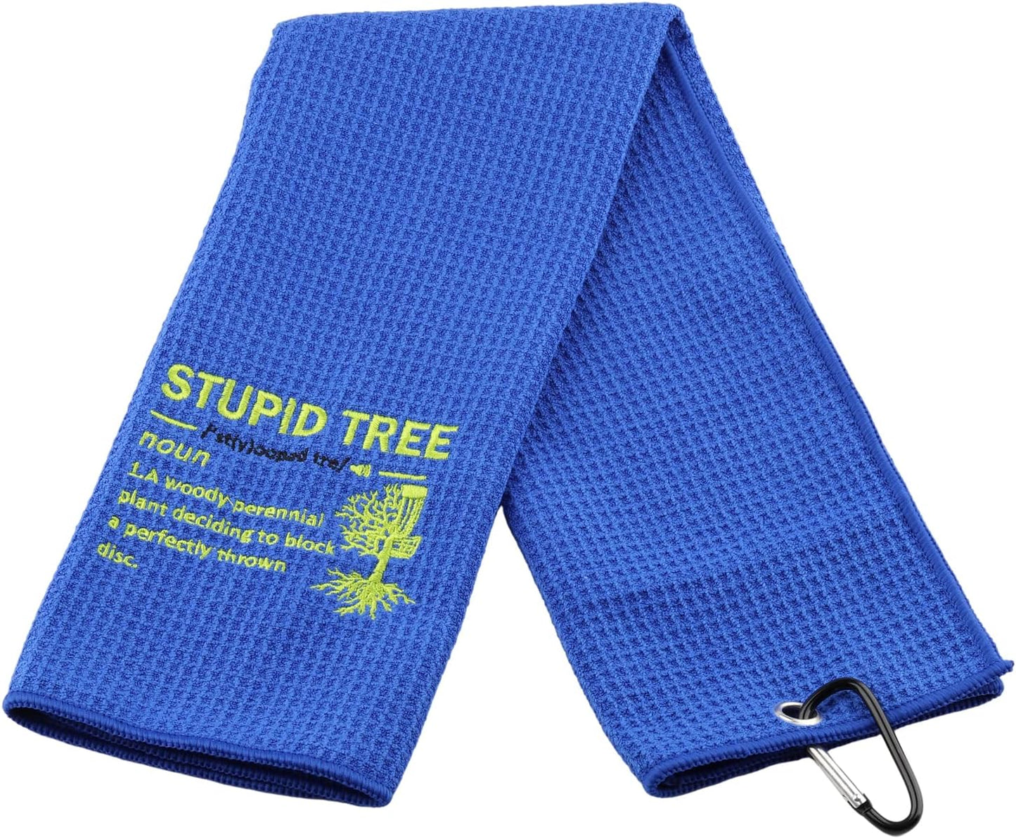 Embroidered Microfiber Disc Golf Towel w/ Clip | Stupid Tree Design