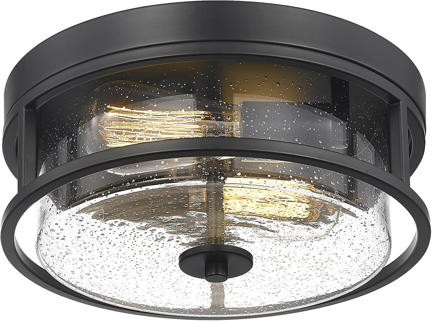 2-Light Flush Mount Ceiling Light with Seeded Glass Shade