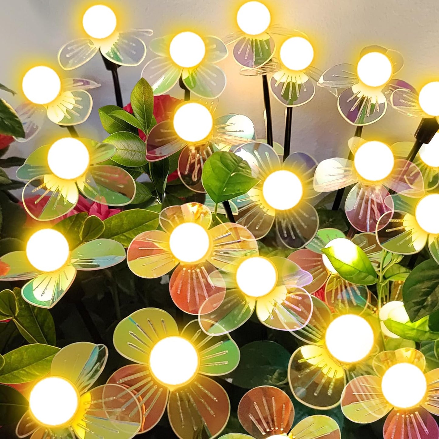 Solar Garden Lights Outdoor - Upgraded 4-Pack Firefly Decor