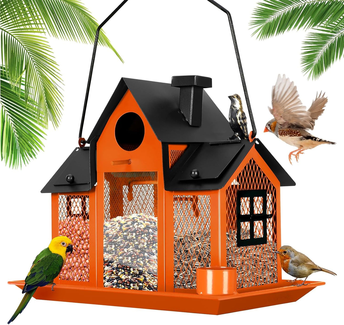 Solar Bird Feeders House for Outside with Large Capacity Design