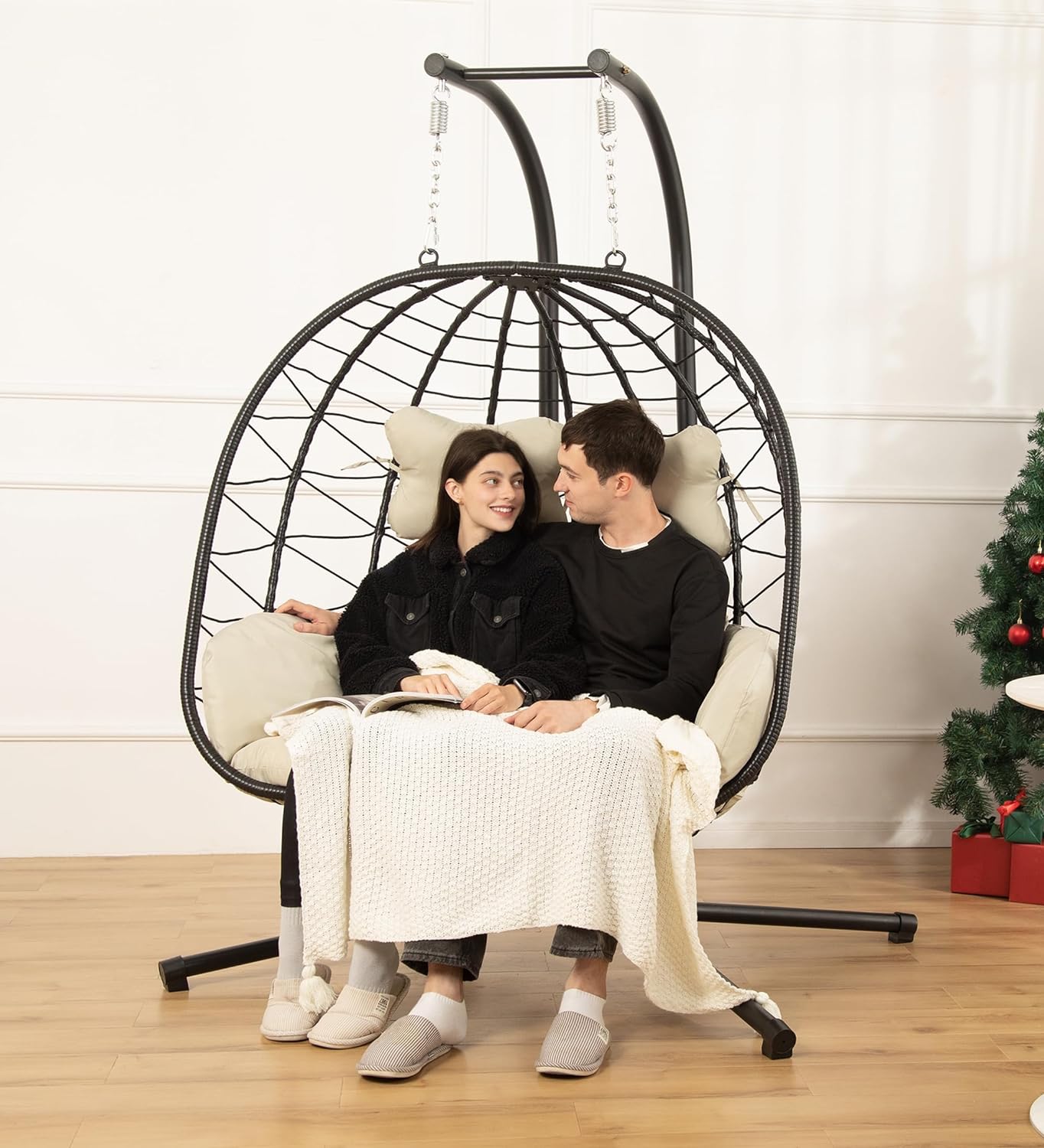 Double Egg Swing Chair: UV Resistant, 700LBS Capacity!