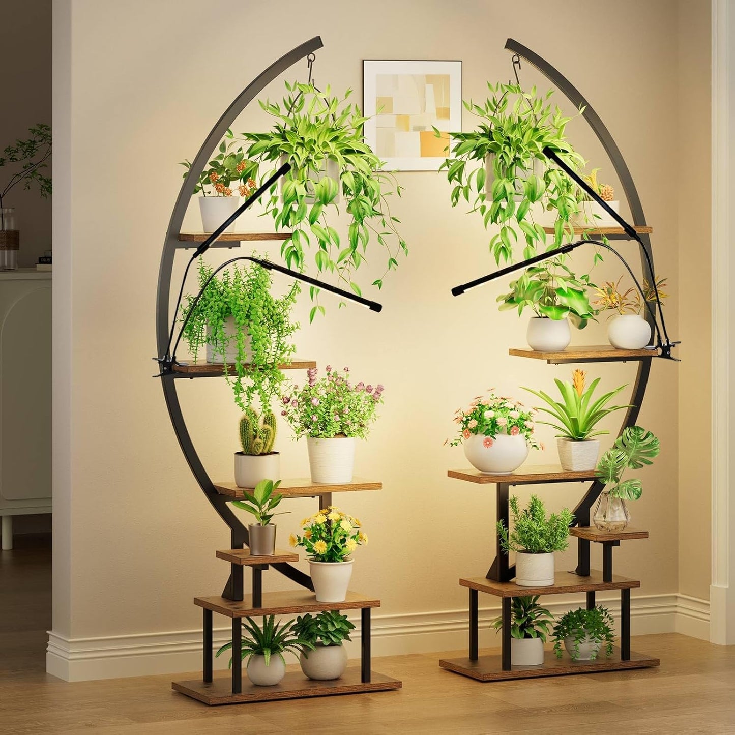 Indoor Plant Stand with Grow Light - 7-Tiered Metal Display Shelf