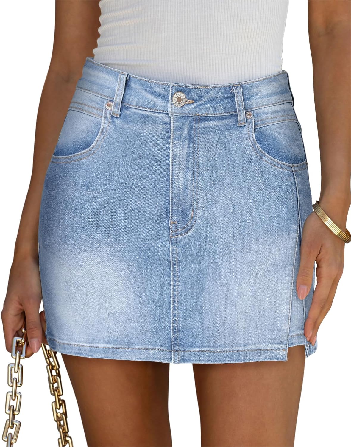Angerella Skorts Skirts for Women Denim Mini Skirt High Waisted