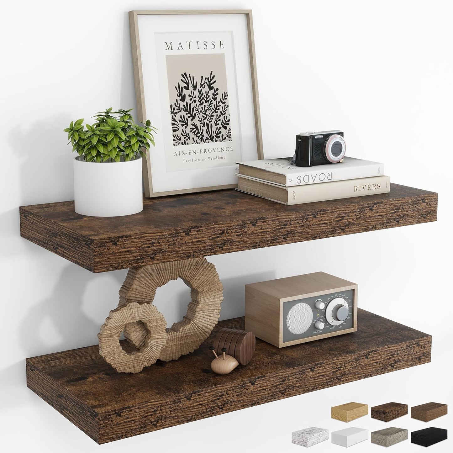24Inch Rustic Floating Shelves for Wall - Versatile Storage Solution