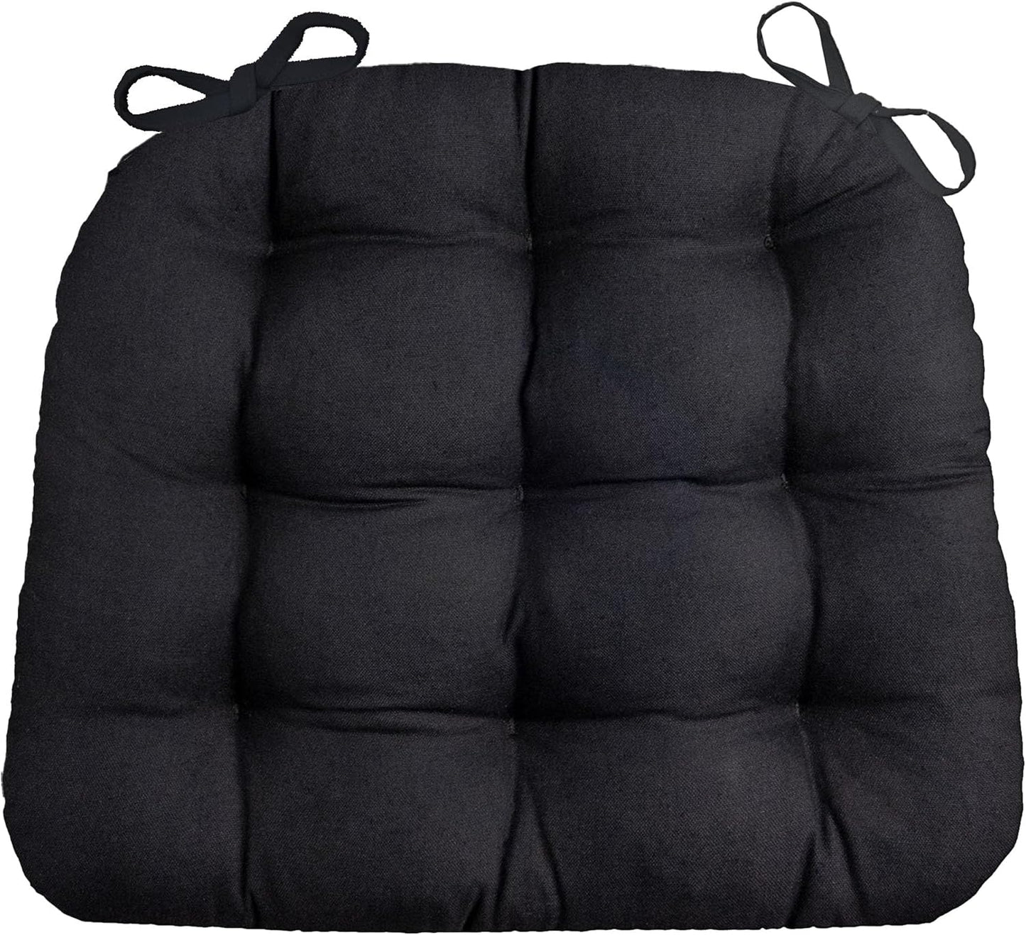 Cotton Duck Black Dining Chair Pad with Ties for Comfort