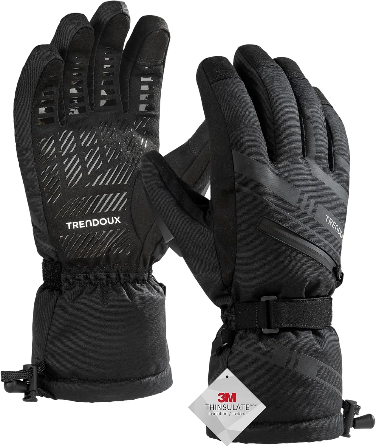 Insulated Touchscreen Ski Gloves -40: TRENDOUX Warm Waterproof