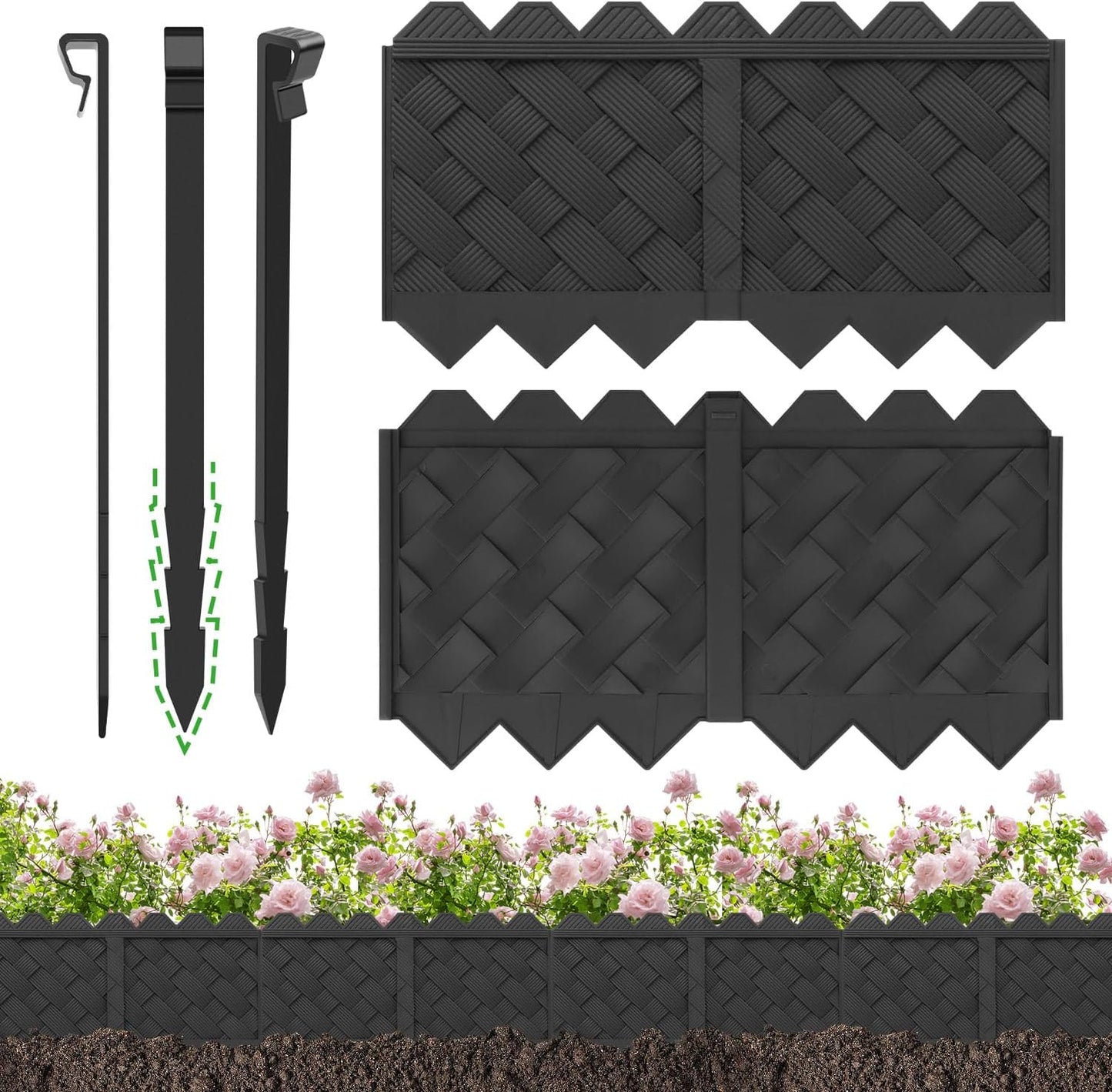 BLACKVINE 20Pcs 20ft Plastic Landscape Edging for Gardens