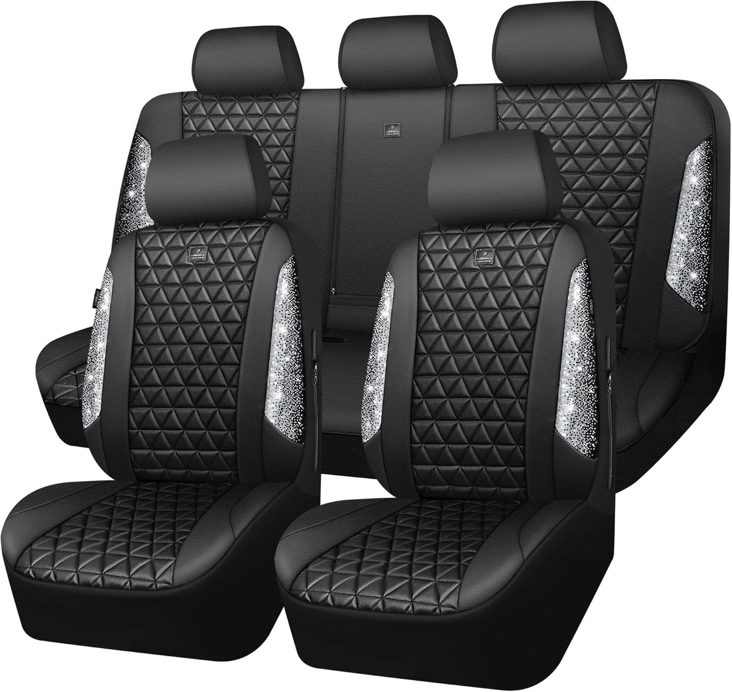 Bling Diamond Leather Car Seat Covers for Women and Girls
